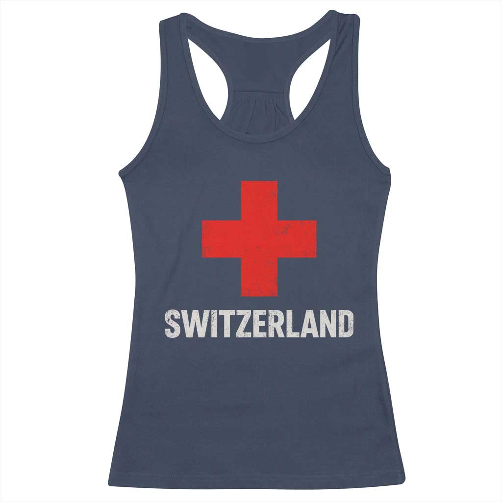 Vintage Retro Switzerland Fan Racerback Tank Top Swiss Cross Flag