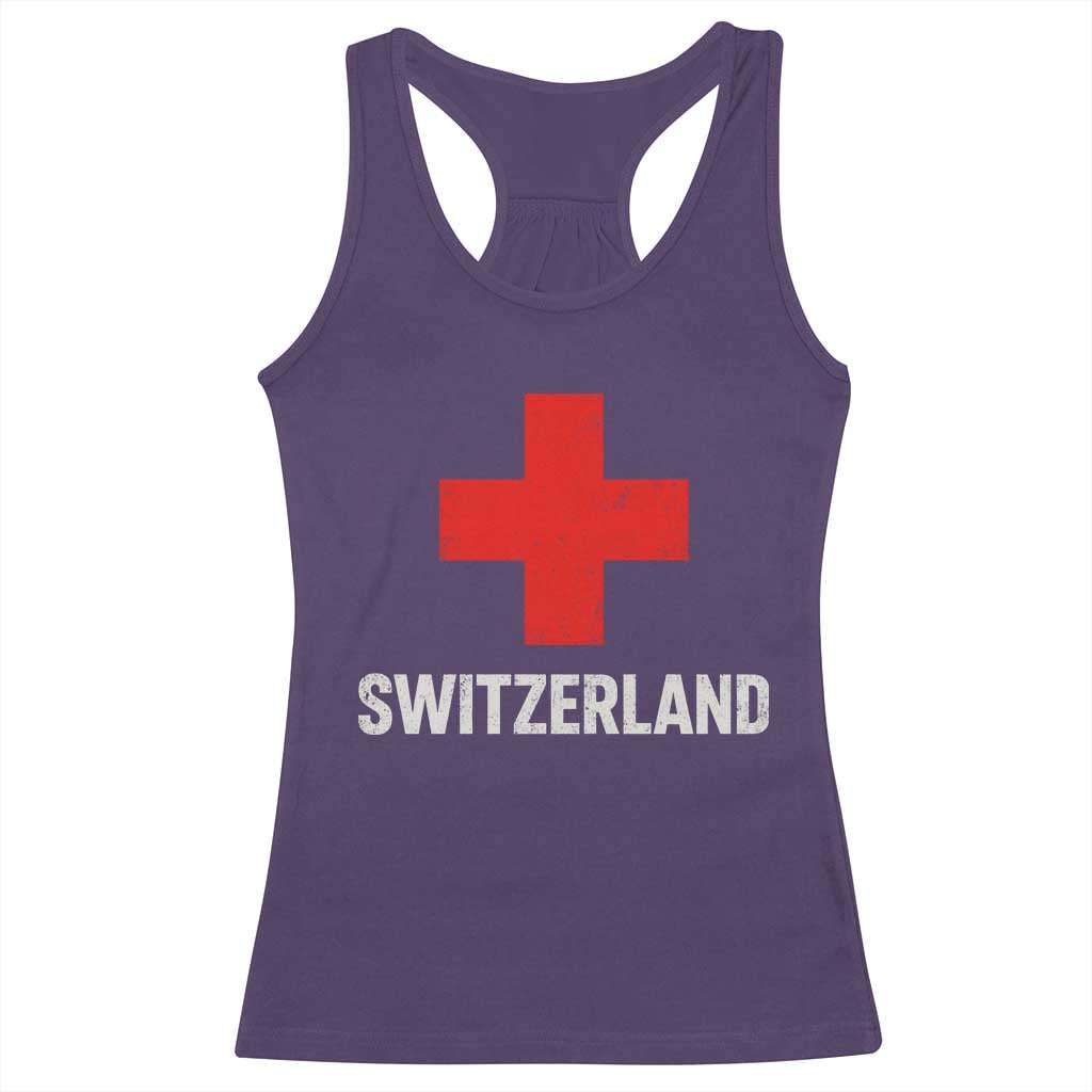 Vintage Retro Switzerland Fan Racerback Tank Top Swiss Cross Flag