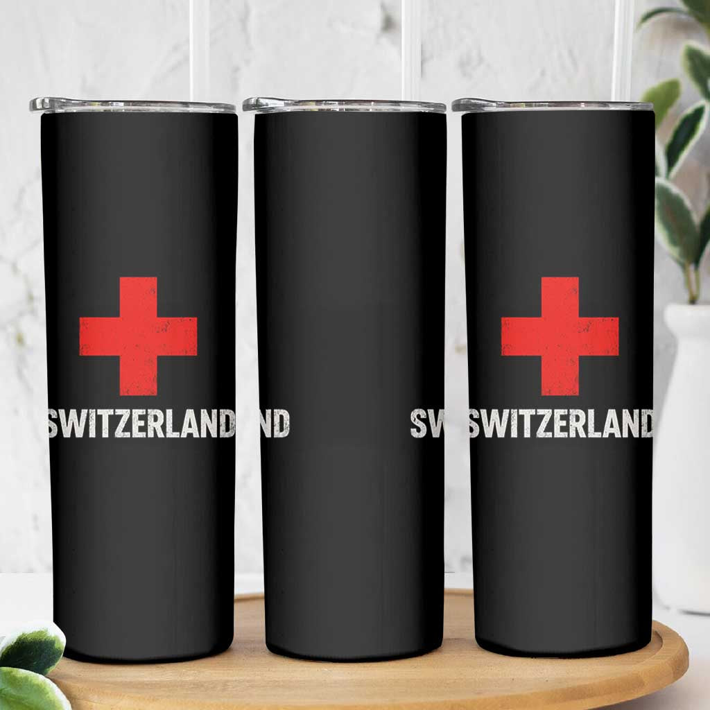 Vintage Retro Switzerland Fan Skinny Tumbler Swiss Cross Flag