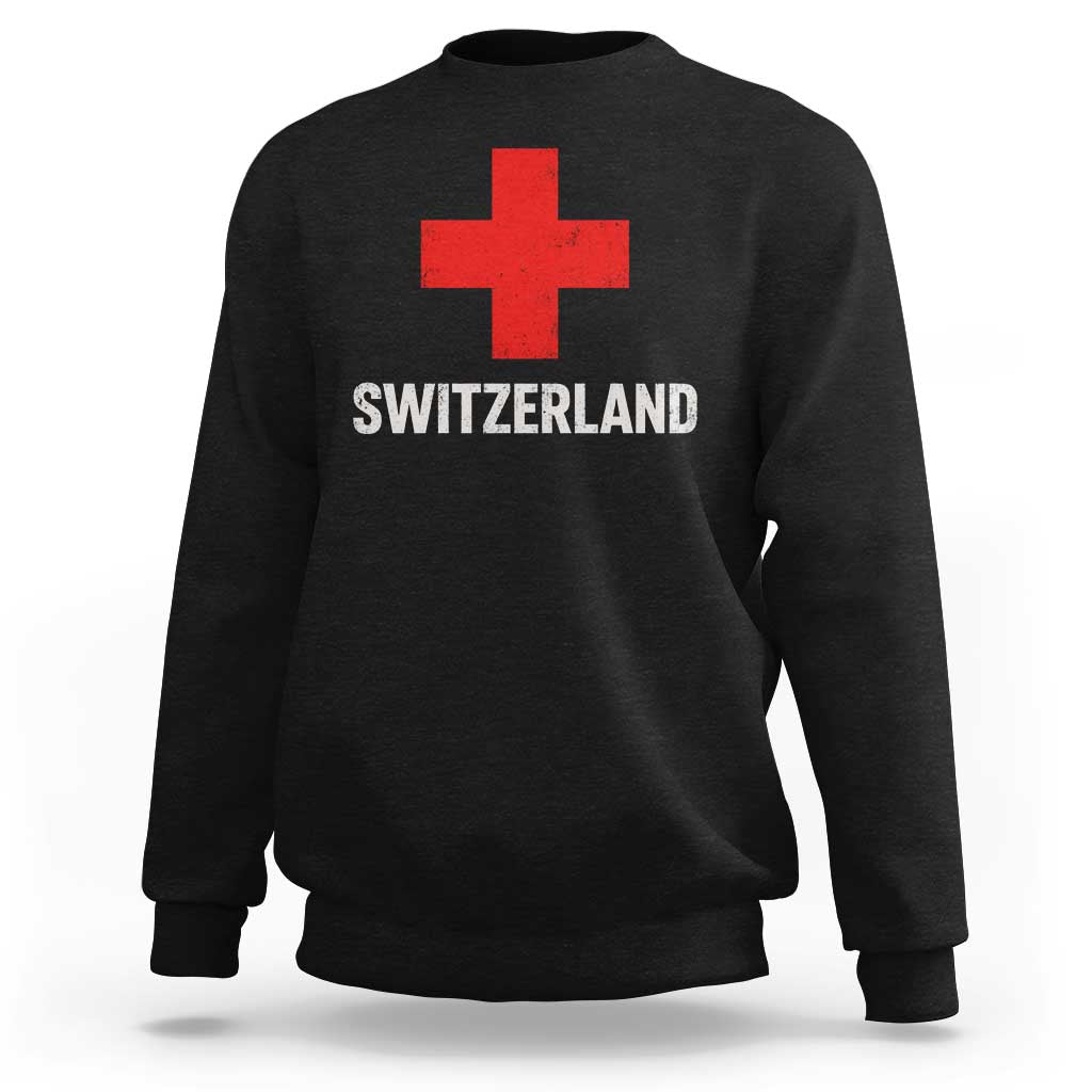Vintage Retro Switzerland Fan Sweatshirt Swiss Cross Flag
