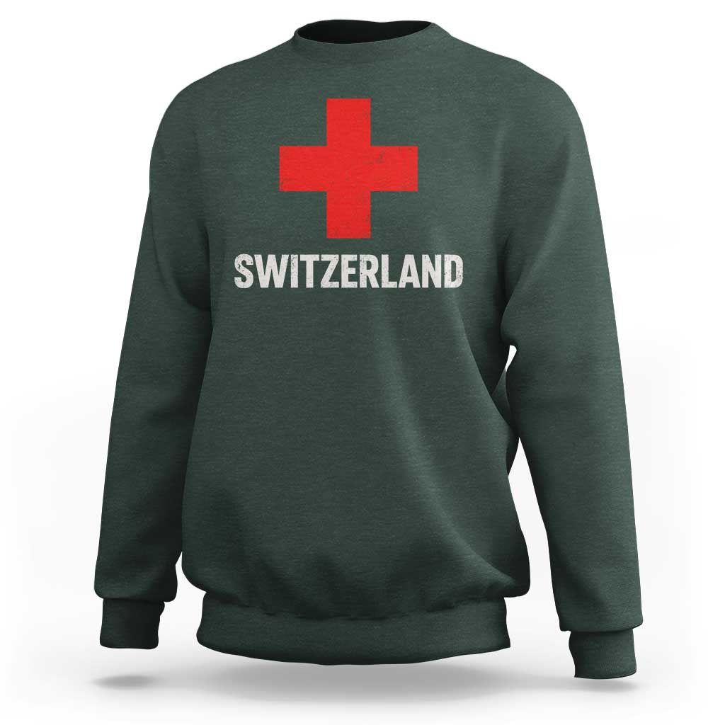 Vintage Retro Switzerland Fan Sweatshirt Swiss Cross Flag