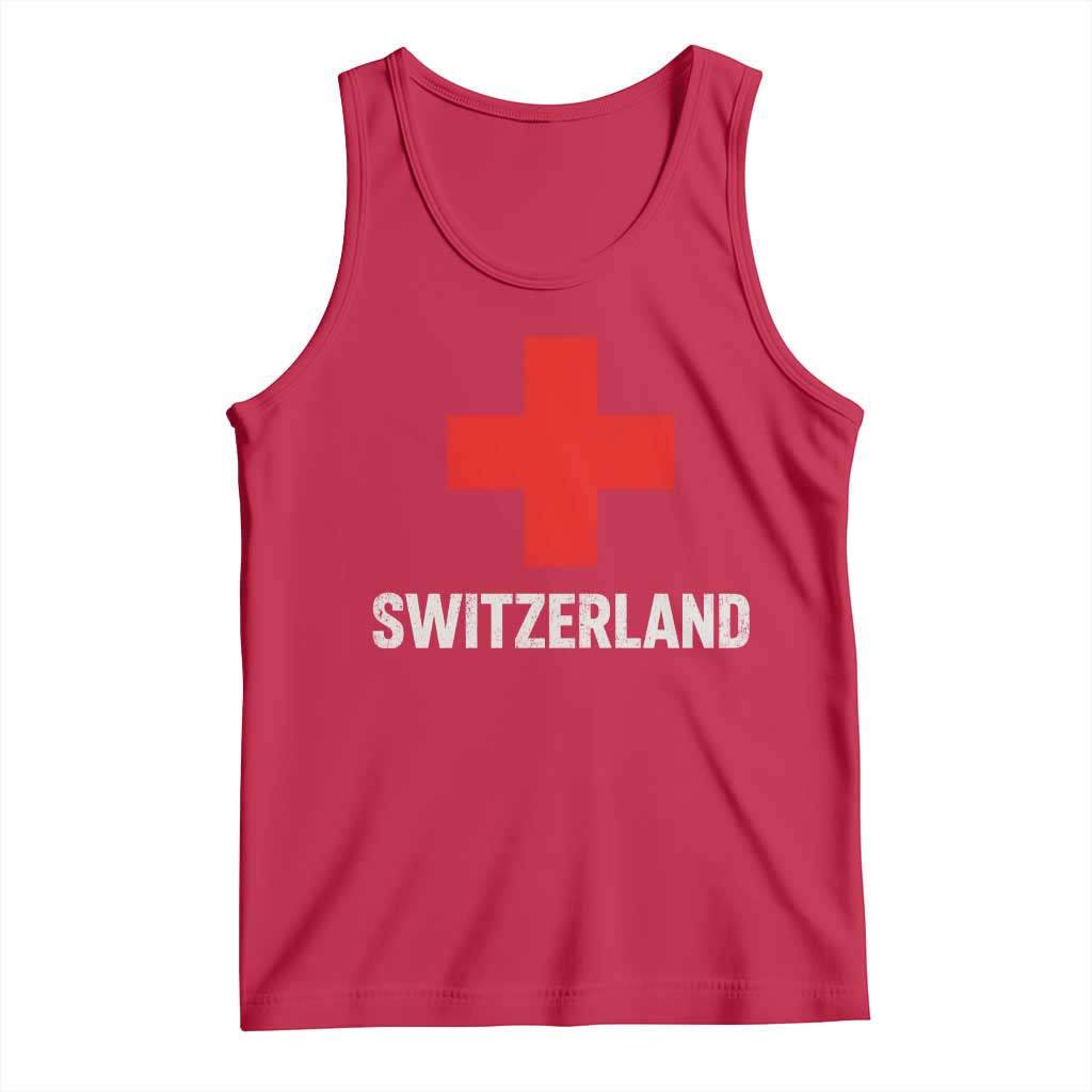 Vintage Retro Switzerland Fan Tank Top Swiss Cross Flag