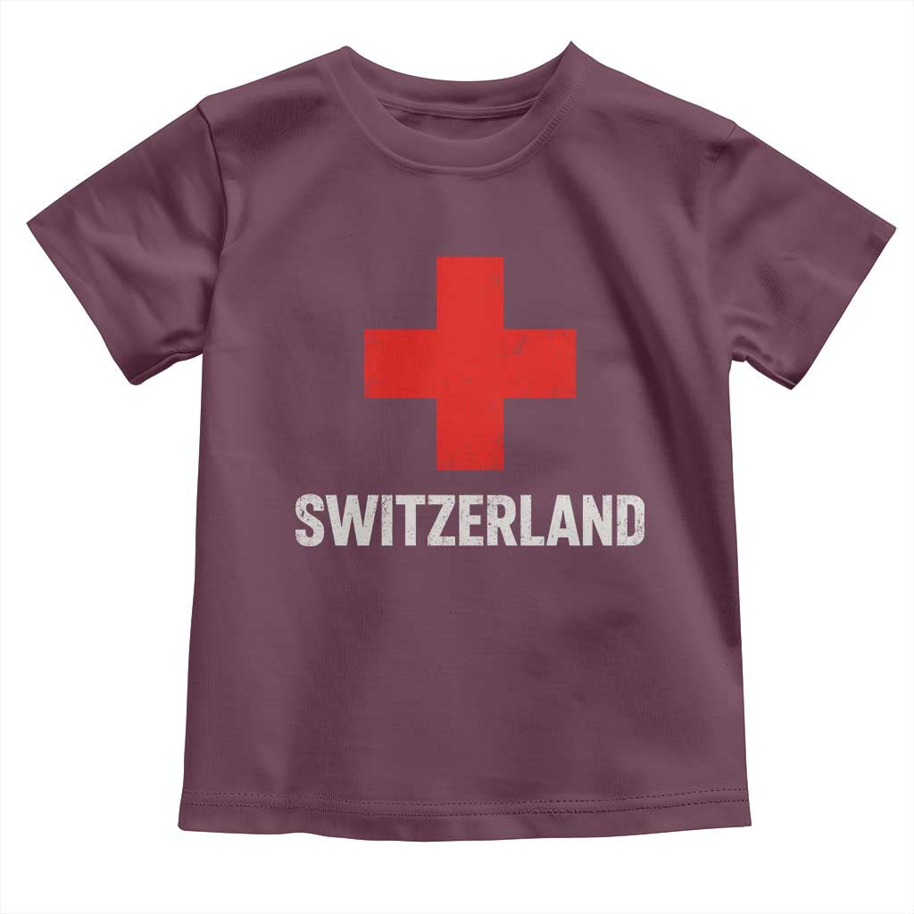 Vintage Retro Switzerland Fan Toddler T Shirt Swiss Cross Flag
