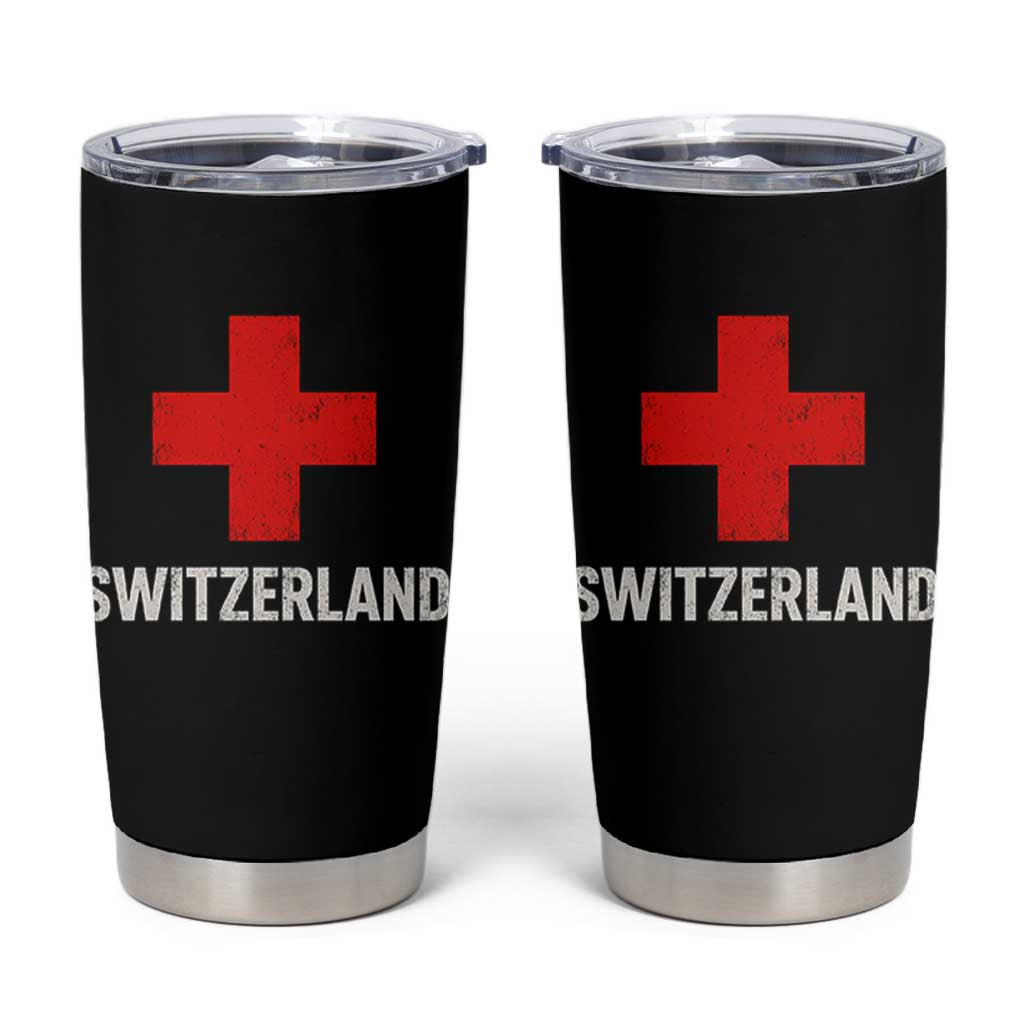 Vintage Retro Switzerland Fan Tumbler Cup Swiss Cross Flag
