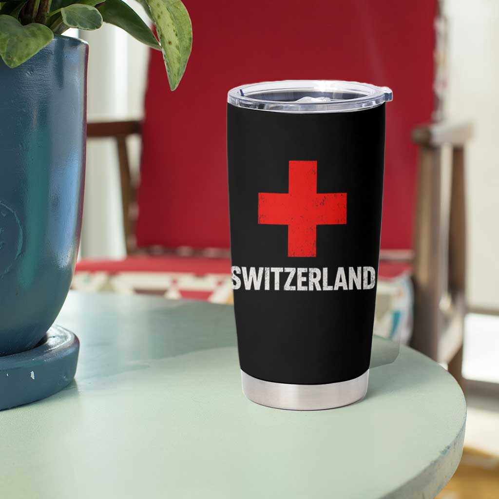 Vintage Retro Switzerland Fan Tumbler Cup Swiss Cross Flag