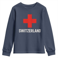 Vintage Retro Switzerland Fan Youth Sweatshirt Swiss Cross Flag