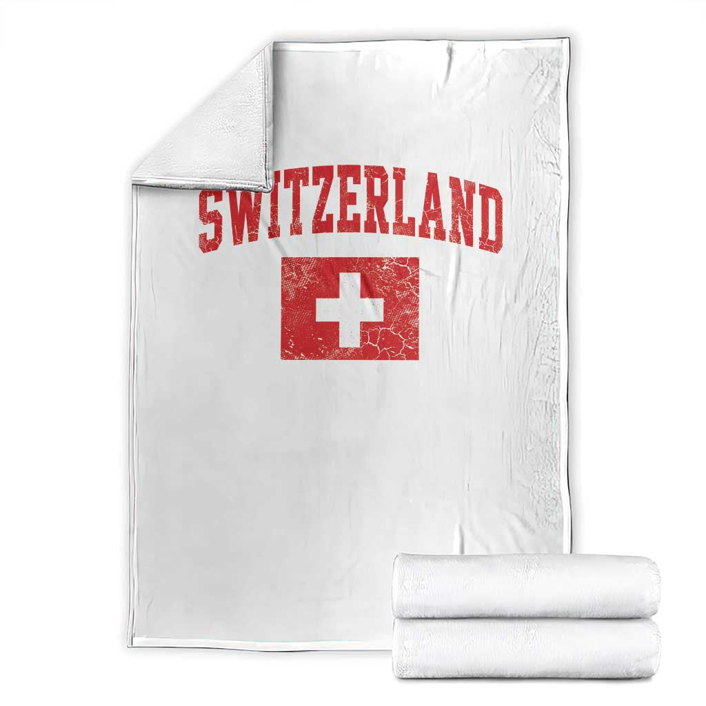 Switzerland Fan Throw Blanket Vintage Retro Swiss Cross Flag