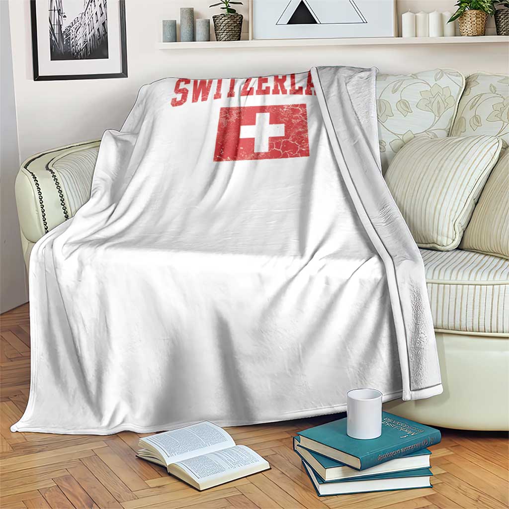 Switzerland Fan Throw Blanket Vintage Retro Swiss Cross Flag