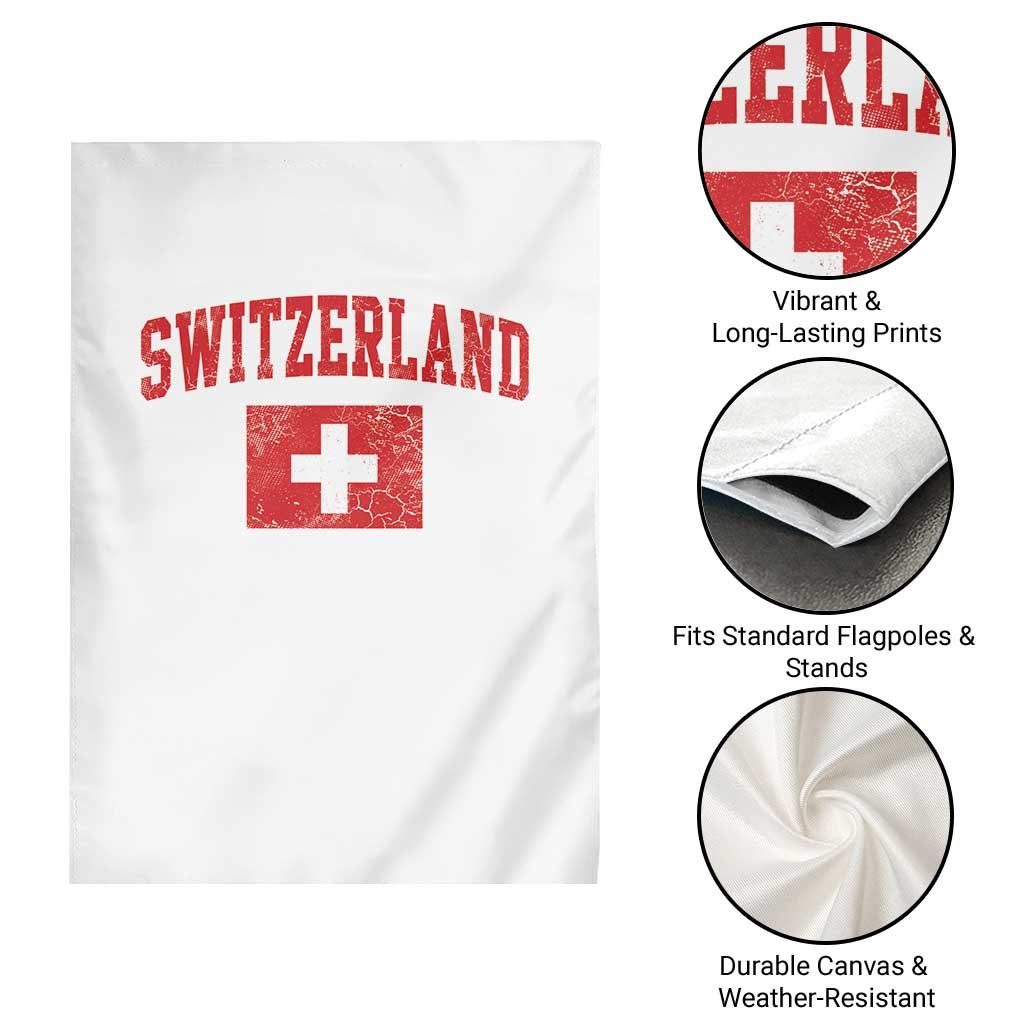 Switzerland Fan Garden Flag Vintage Retro Swiss Cross Flag