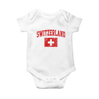 Switzerland Fan Baby Onesie Vintage Retro Swiss Cross Flag