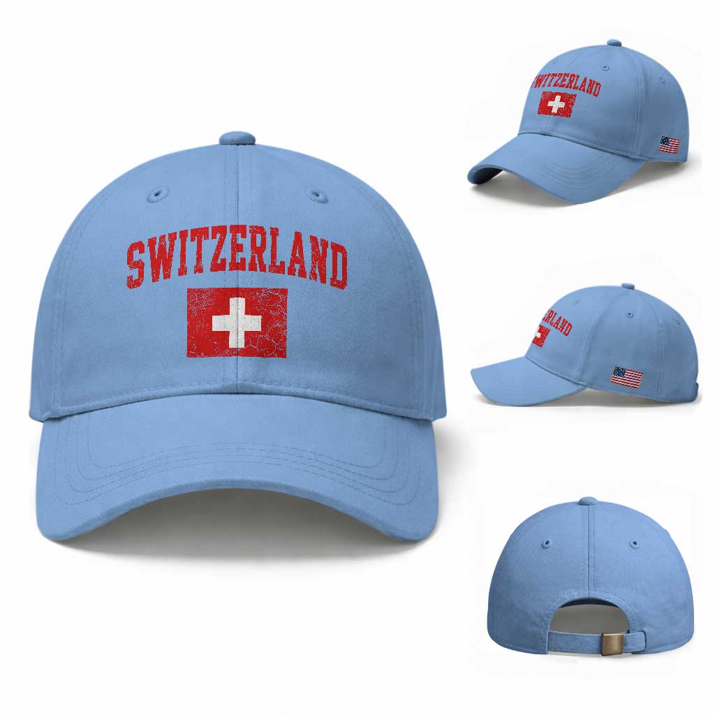Switzerland Fan Baseball Cap Vintage Retro Swiss Cross Flag