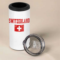 Switzerland Fan 4 in 1 Can Cooler Tumbler Vintage Retro Swiss Cross Flag