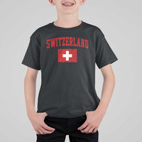 Switzerland Fan T Shirt For Kid Vintage Retro Swiss Cross Flag