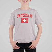 Switzerland Fan T Shirt For Kid Vintage Retro Swiss Cross Flag