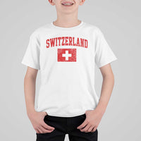 Switzerland Fan T Shirt For Kid Vintage Retro Swiss Cross Flag