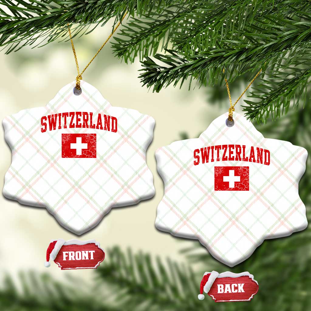 Switzerland Fan Ceramic Ornament Vintage Retro Swiss Cross Flag