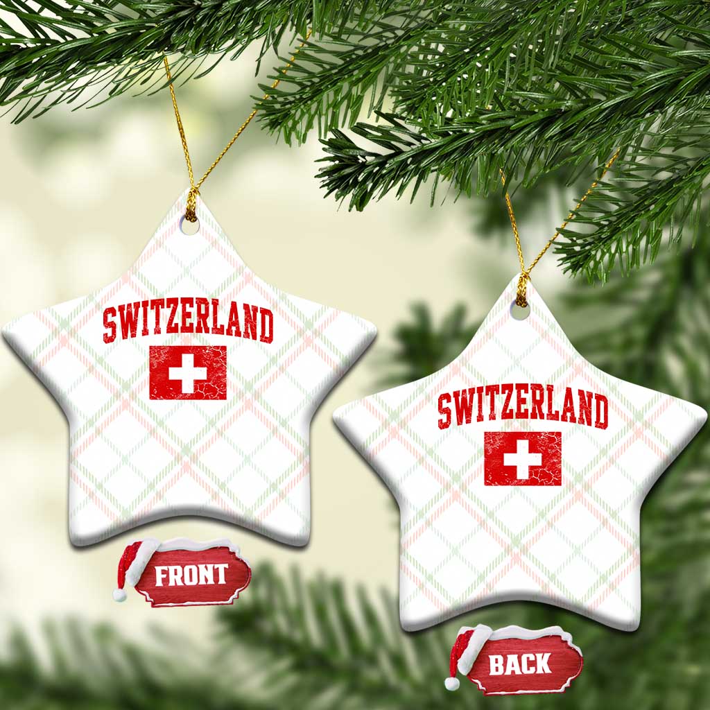 Switzerland Fan Ceramic Ornament Vintage Retro Swiss Cross Flag