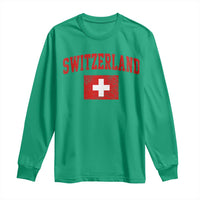 Switzerland Fan Long Sleeve Shirt Vintage Retro Swiss Cross Flag