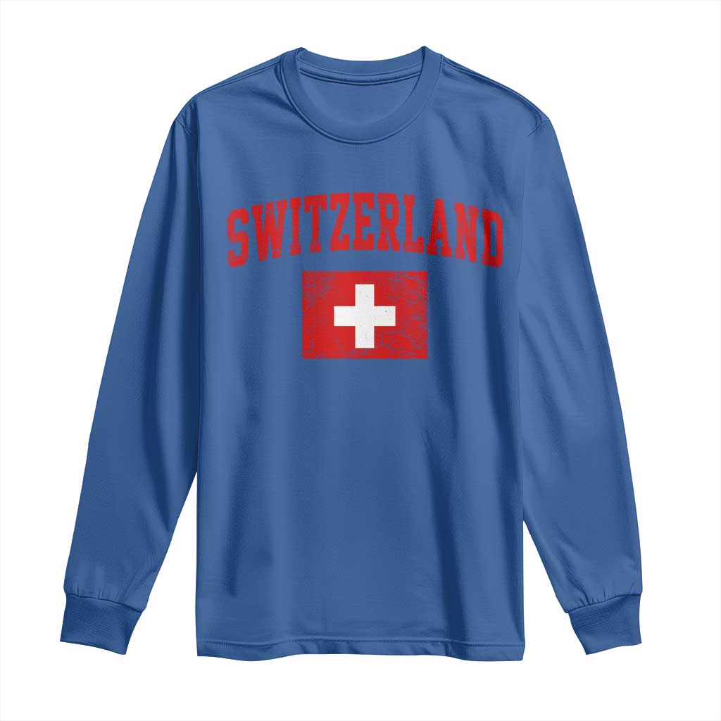 Switzerland Fan Long Sleeve Shirt Vintage Retro Swiss Cross Flag