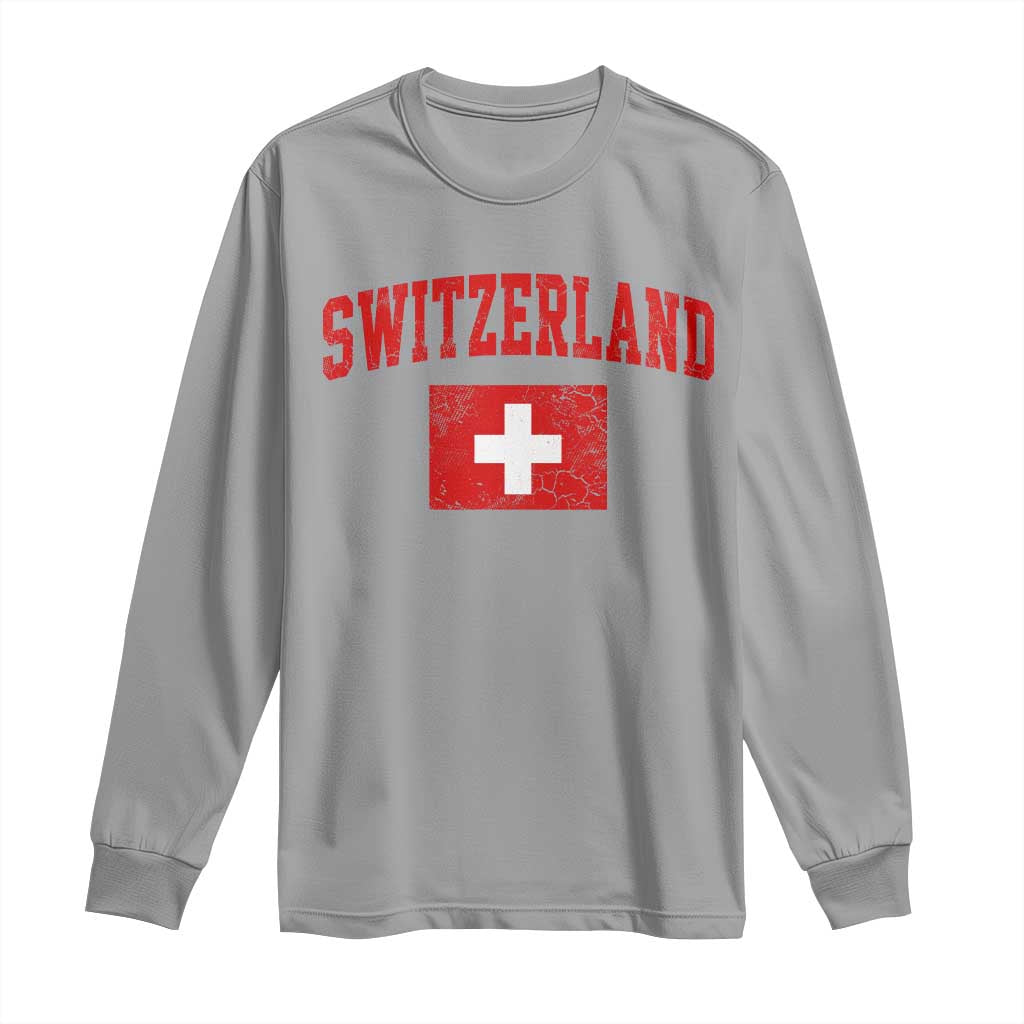 Switzerland Fan Long Sleeve Shirt Vintage Retro Swiss Cross Flag