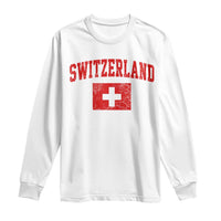 Switzerland Fan Long Sleeve Shirt Vintage Retro Swiss Cross Flag