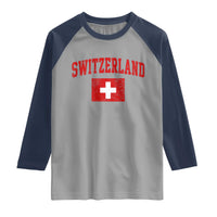 Switzerland Fan Raglan Shirt Vintage Retro Swiss Cross Flag