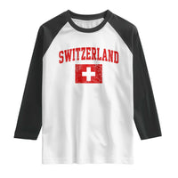 Switzerland Fan Raglan Shirt Vintage Retro Swiss Cross Flag