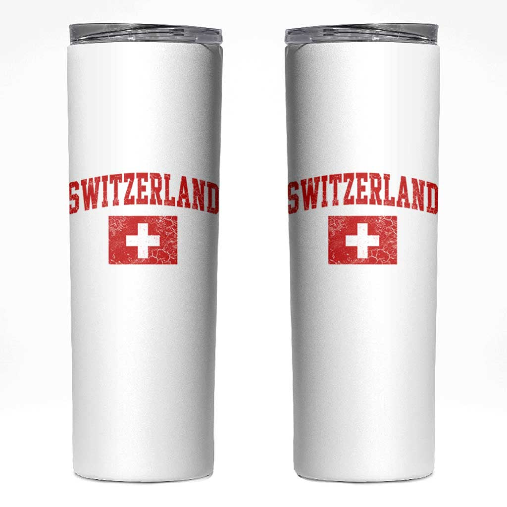 Switzerland Fan Skinny Tumbler Vintage Retro Swiss Cross Flag