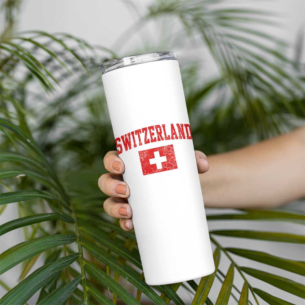 Switzerland Fan Skinny Tumbler Vintage Retro Swiss Cross Flag