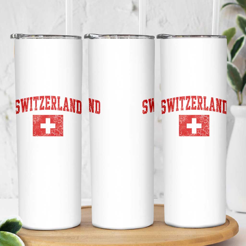 Switzerland Fan Skinny Tumbler Vintage Retro Swiss Cross Flag