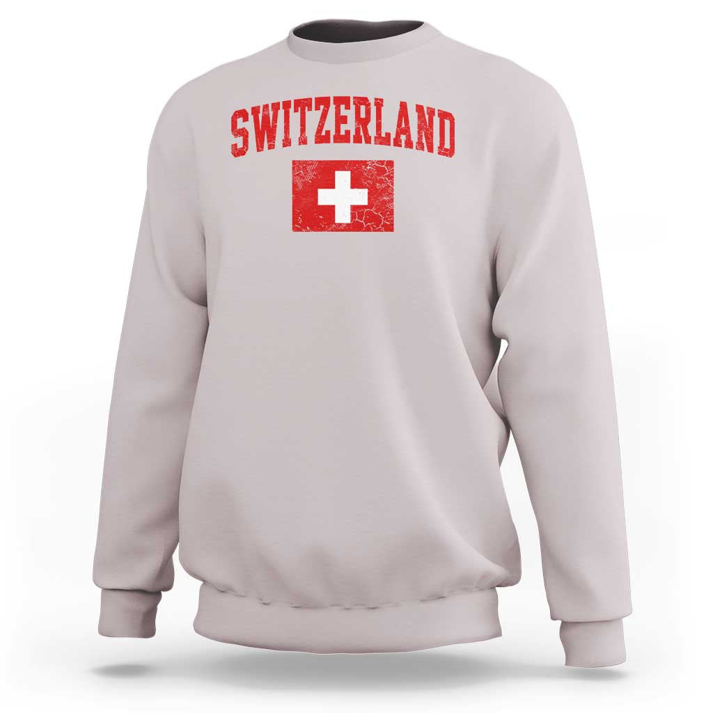 Switzerland Fan Sweatshirt Vintage Retro Swiss Cross Flag