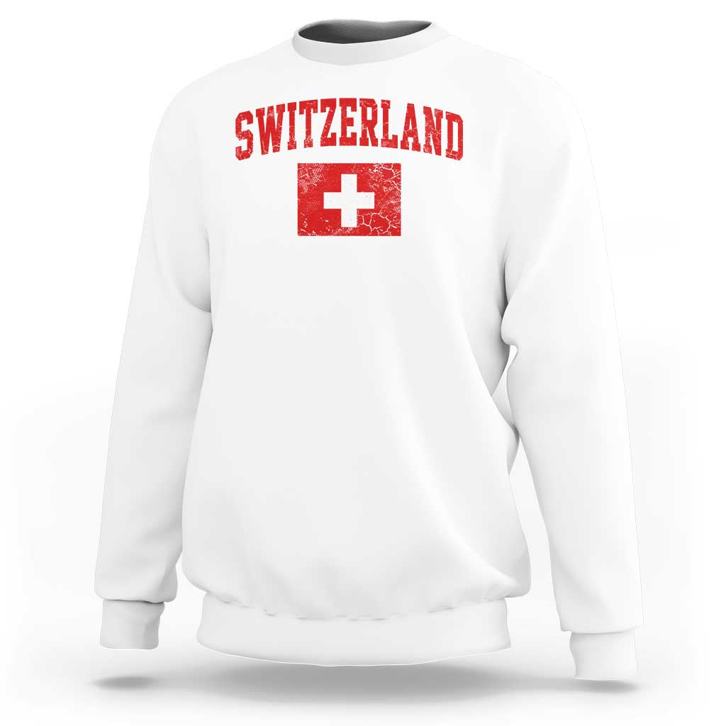 Switzerland Fan Sweatshirt Vintage Retro Swiss Cross Flag