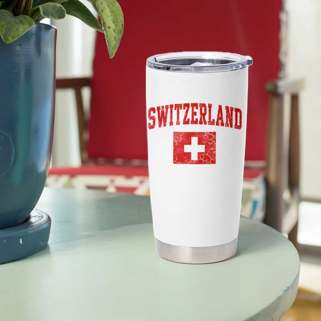 Switzerland Fan Tumbler Cup Vintage Retro Swiss Cross Flag