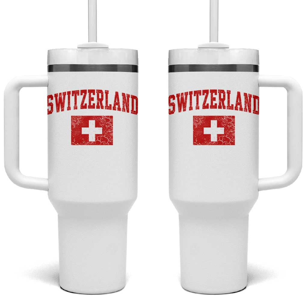 Switzerland Fan Tumbler With Handle Vintage Retro Swiss Cross Flag