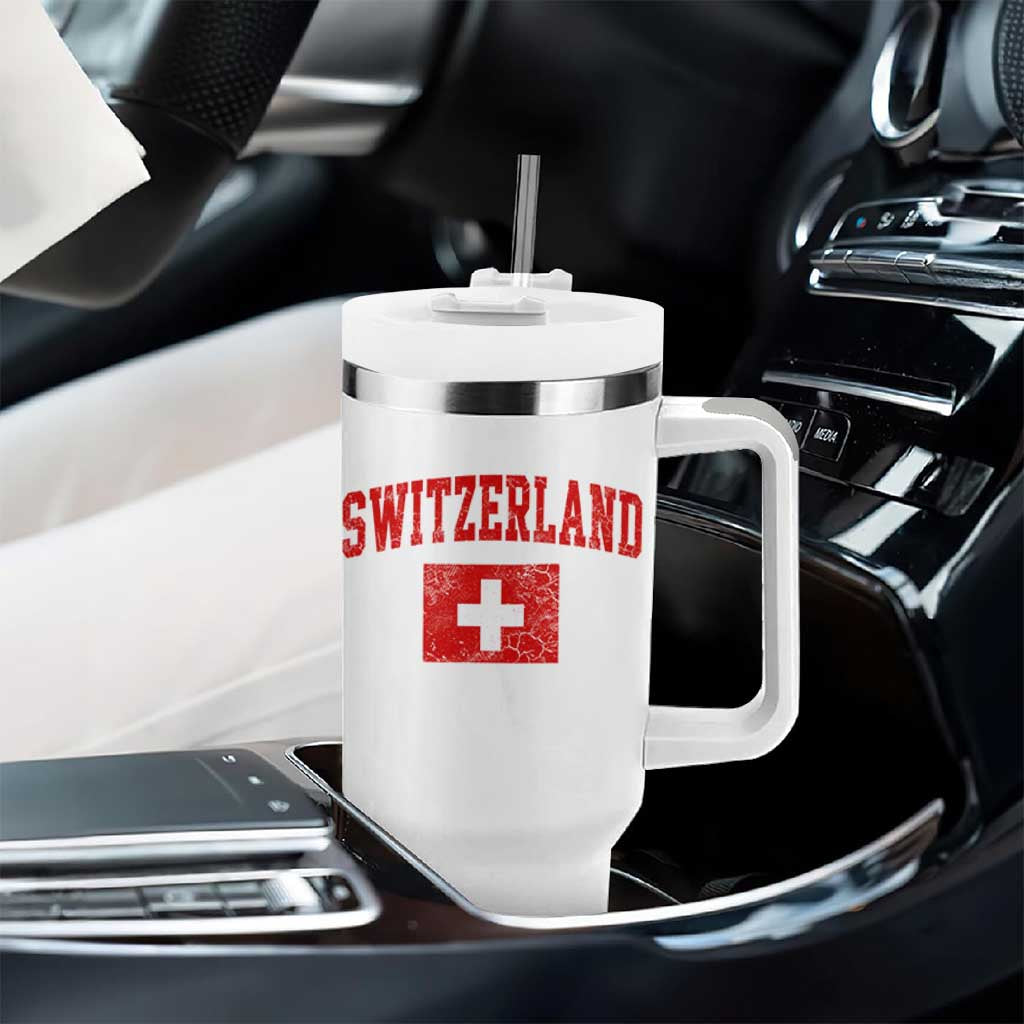 Switzerland Fan Tumbler With Handle Vintage Retro Swiss Cross Flag