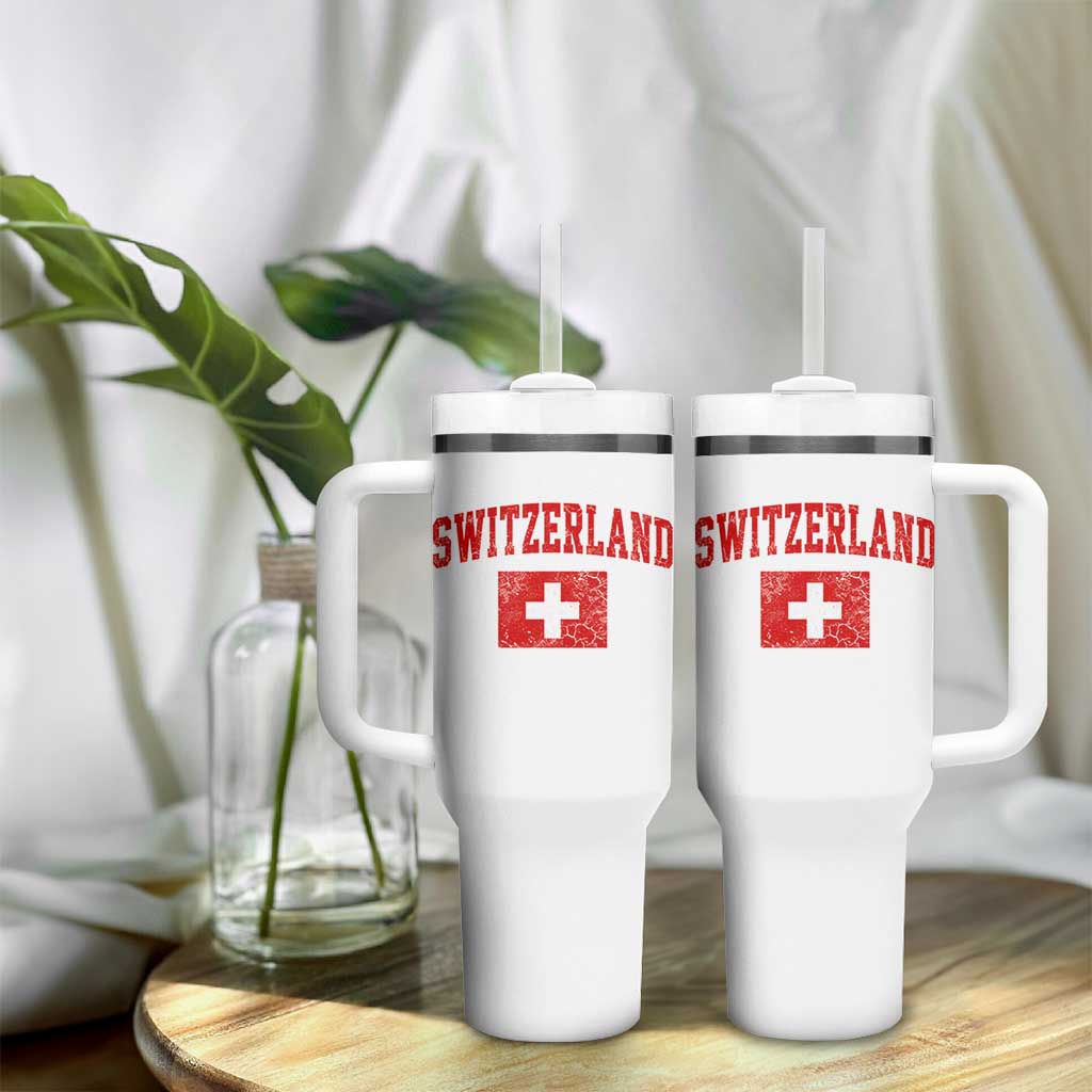 Switzerland Fan Tumbler With Handle Vintage Retro Swiss Cross Flag