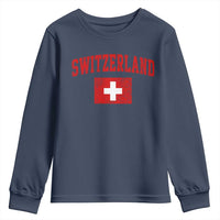 Switzerland Fan Youth Sweatshirt Vintage Retro Swiss Cross Flag