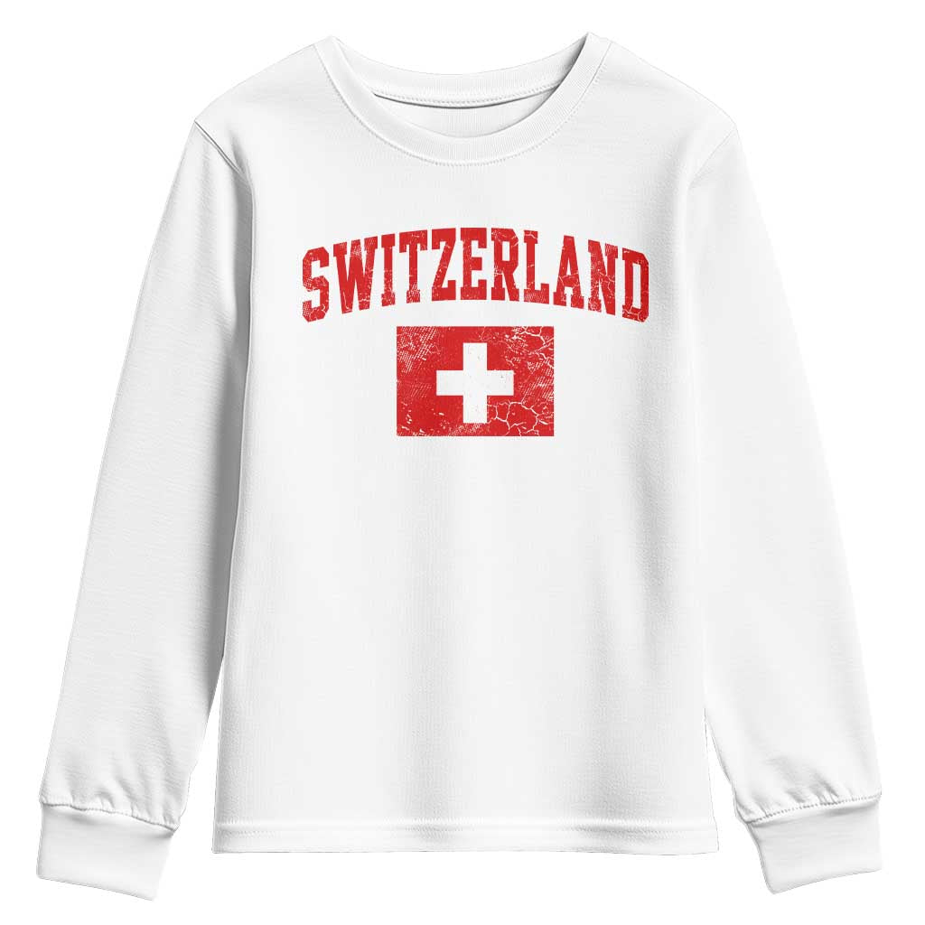 Switzerland Fan Youth Sweatshirt Vintage Retro Swiss Cross Flag