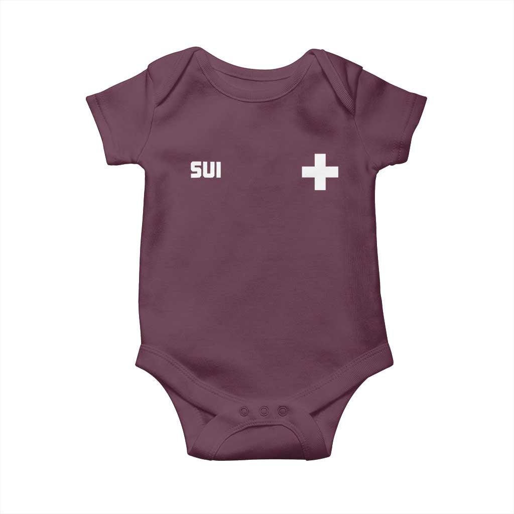 Switzerland Baby Onesie Retro Swiss Flag
