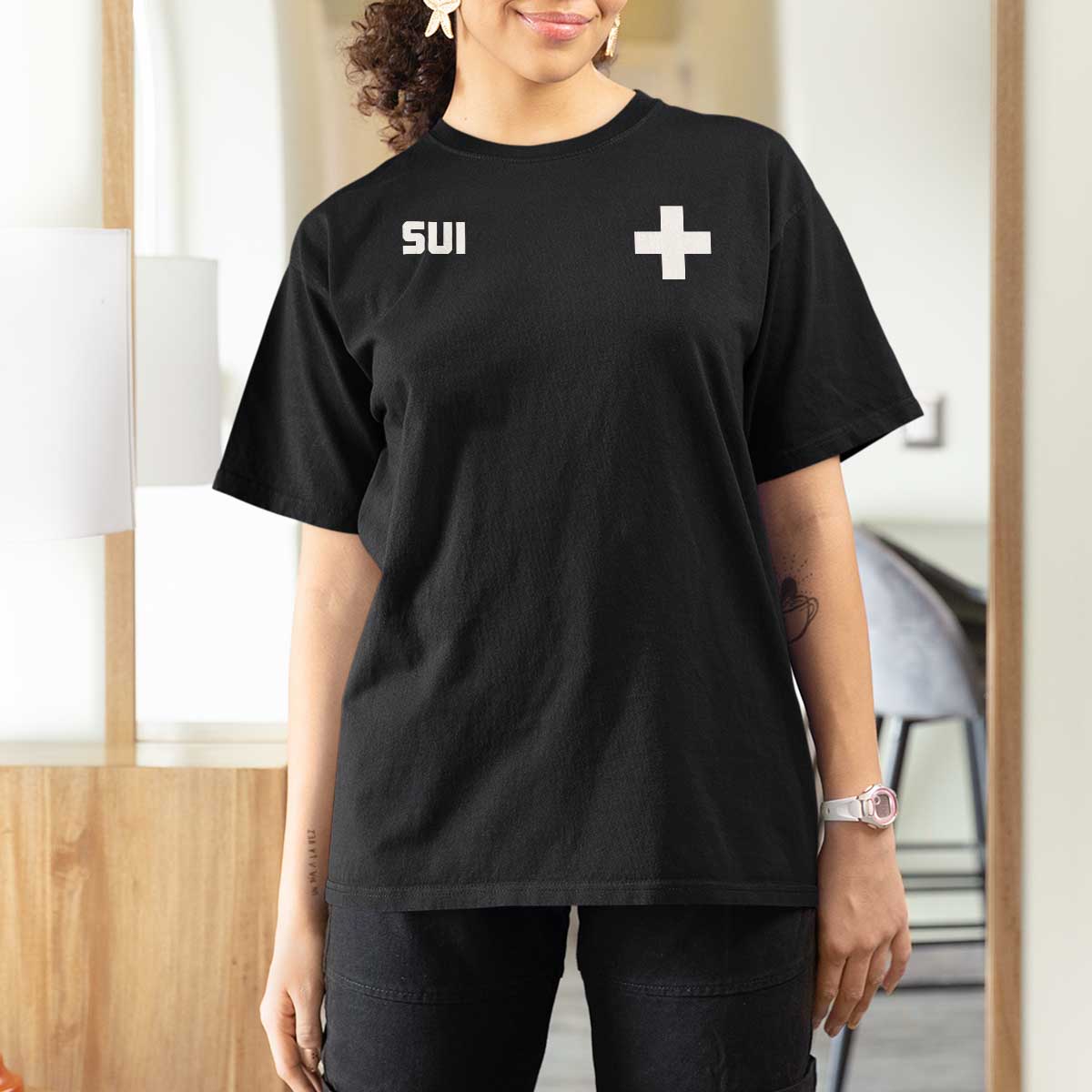 Switzerland T Shirt For Women Retro Swiss Flag