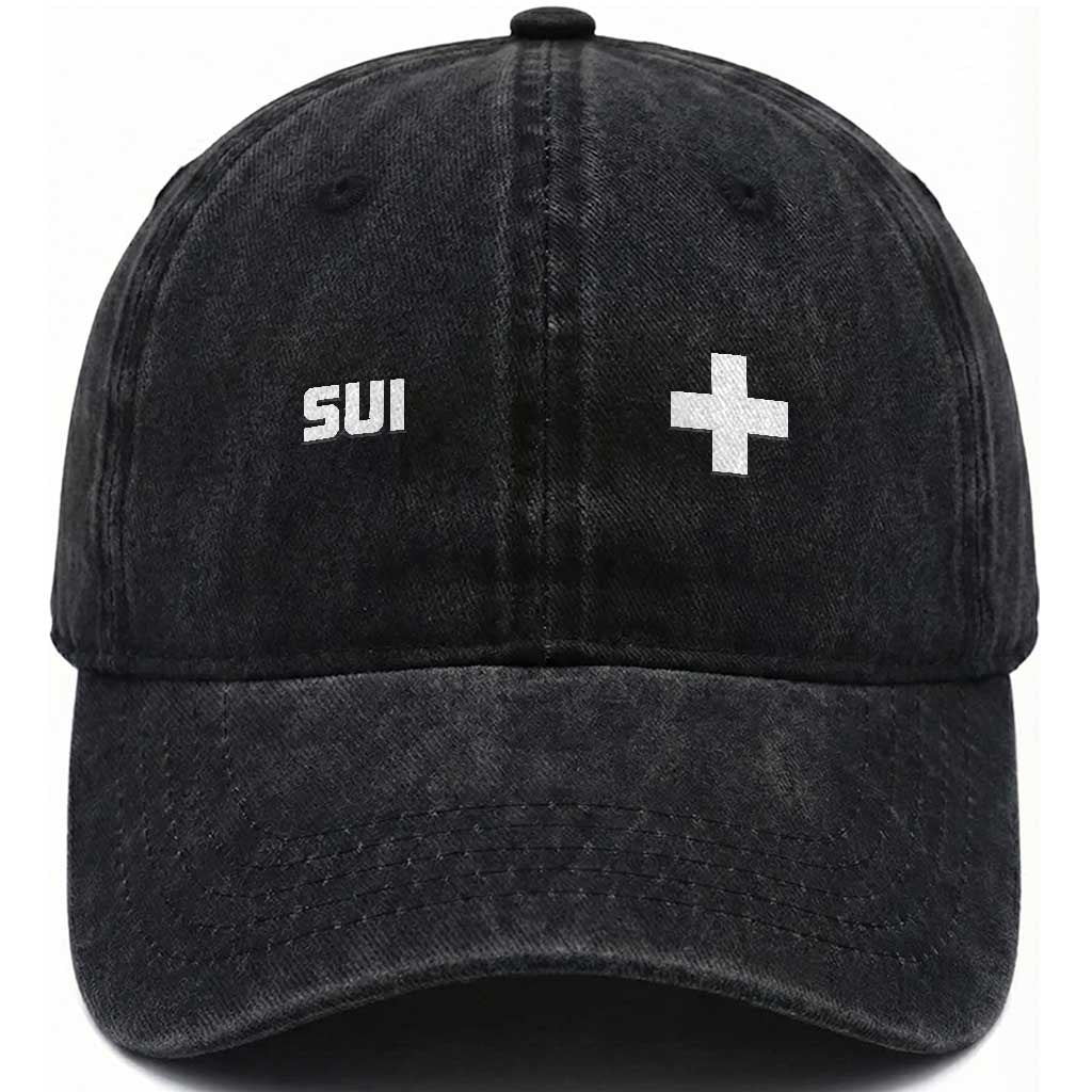 Switzerland Washed Cotton Baseball Cap Retro Swiss Flag
