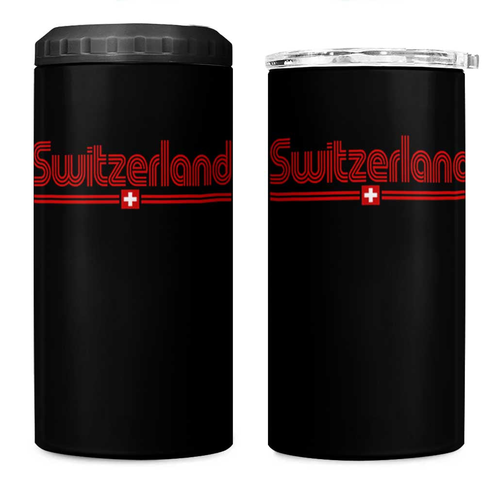 Switzerland Fan Retro Vintage Flag 4 in 1 Can Cooler Tumbler
