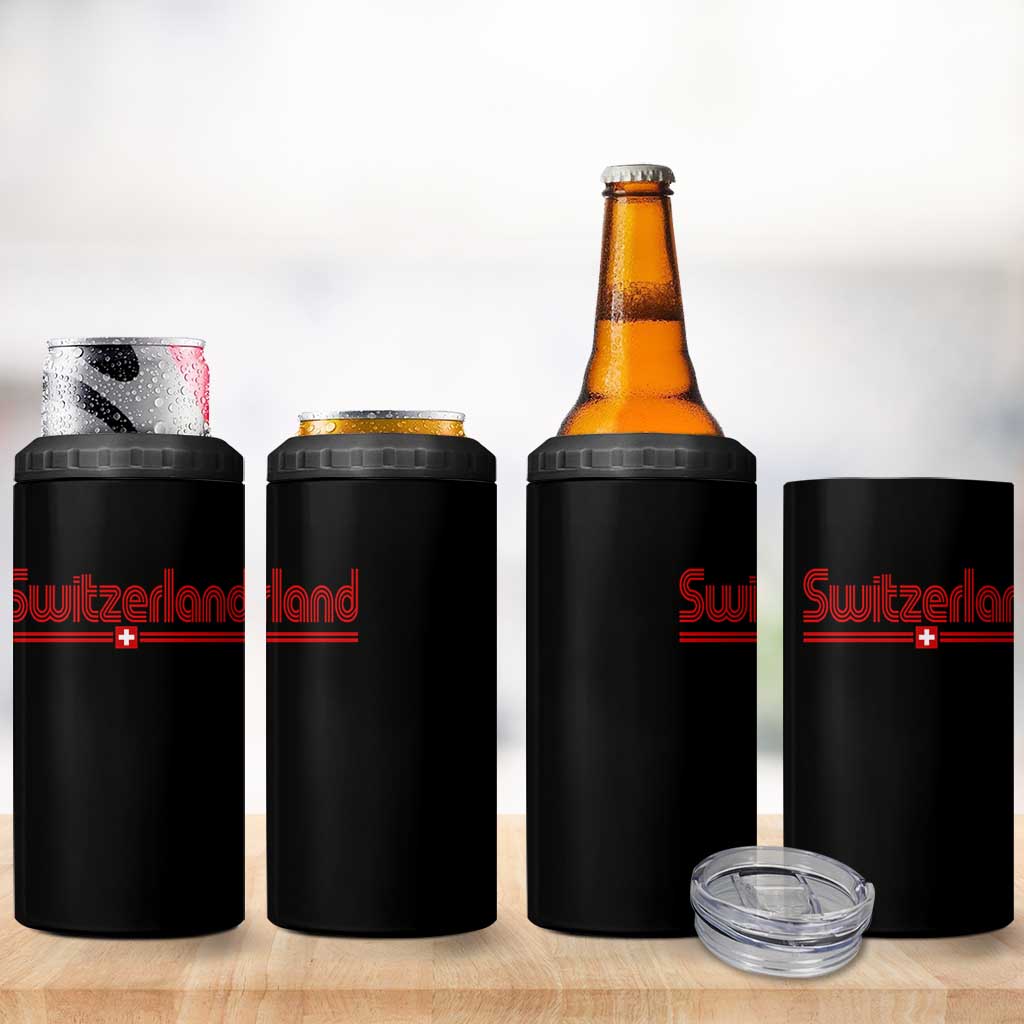 Switzerland Fan Retro Vintage Flag 4 in 1 Can Cooler Tumbler