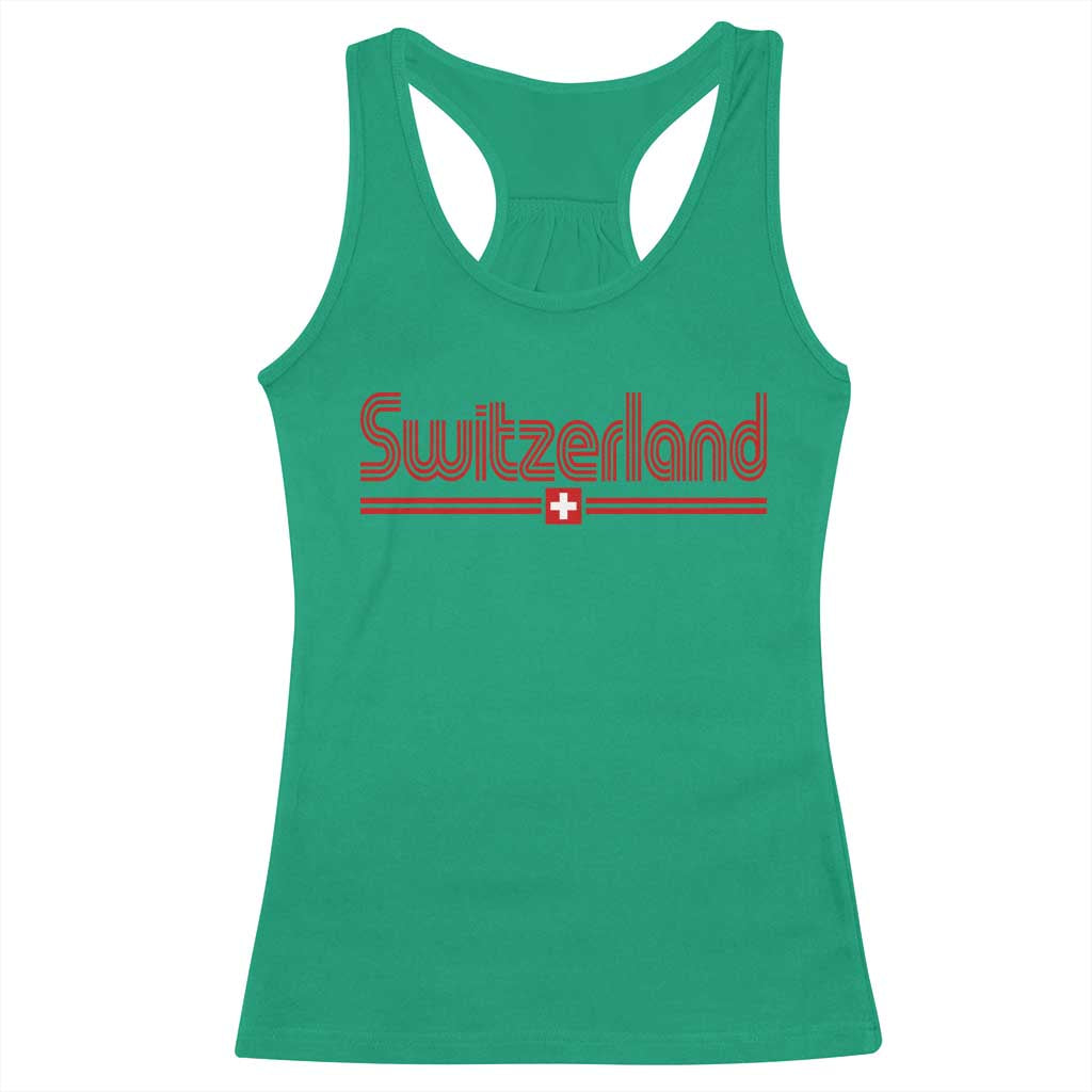 Switzerland Fan Retro Vintage Flag Racerback Tank Top