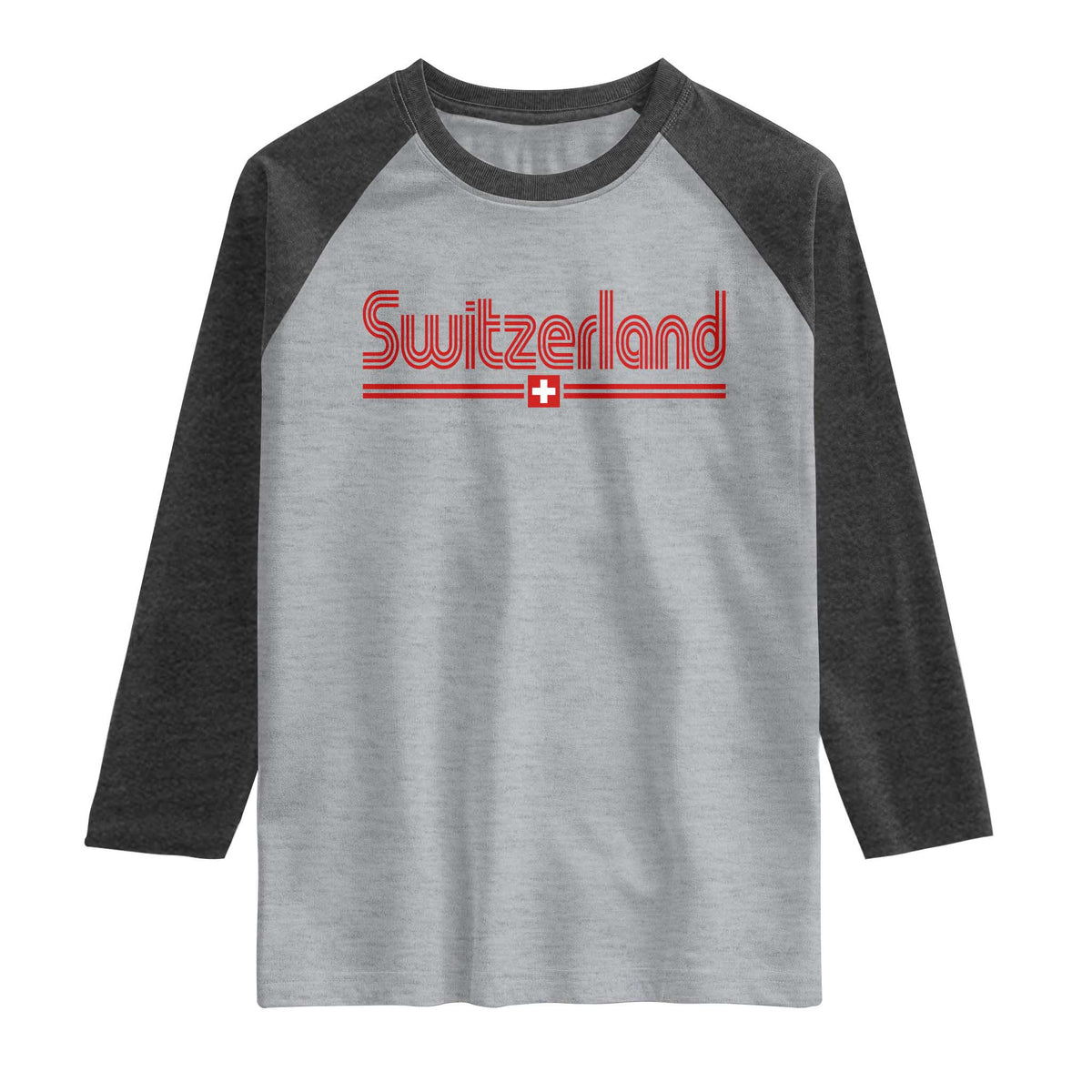 Switzerland Fan Retro Vintage Flag Raglan Shirt