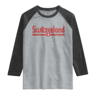 Switzerland Fan Retro Vintage Flag Raglan Shirt