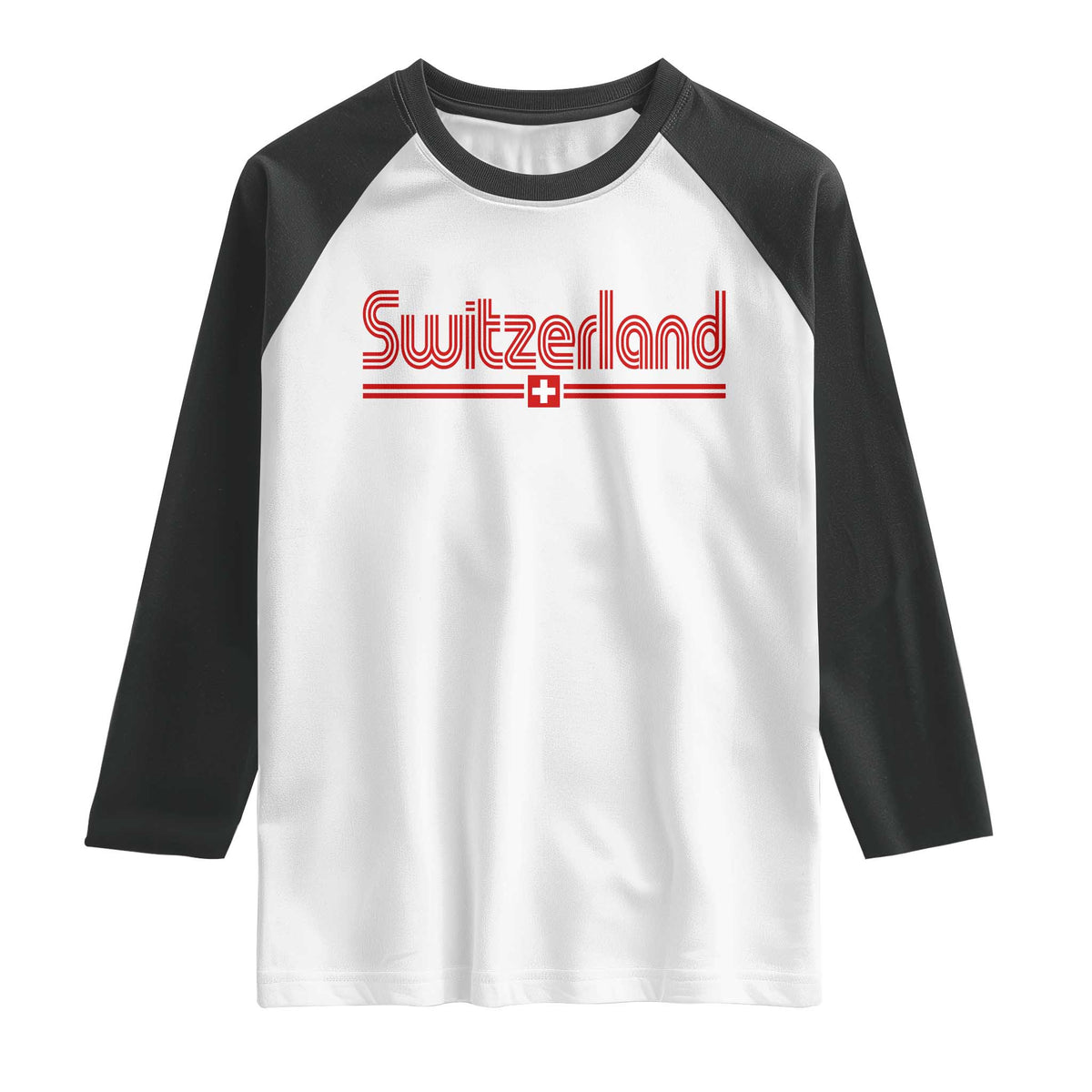 Switzerland Fan Retro Vintage Flag Raglan Shirt