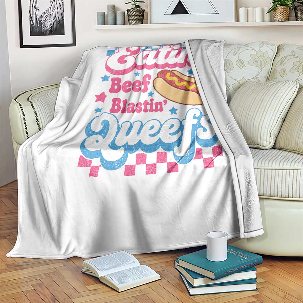 Hotdog Eatin Beef Blastin Queefs Inappropriate Throw Blanket Retro Groovy Hotdog Meme Funny Cringe Offensive Humor