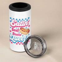 Hotdog Eatin Beef Blastin Queefs Inappropriate 4 in 1 Can Cooler Tumbler Retro Groovy Hotdog Meme Funny Cringe Offensive Humor