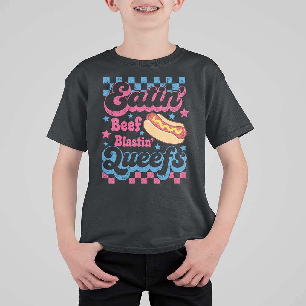 Hotdog Eatin Beef Blastin Queefs Inappropriate T Shirt For Kid Retro Groovy Hotdog Meme Funny Cringe Offensive Humor